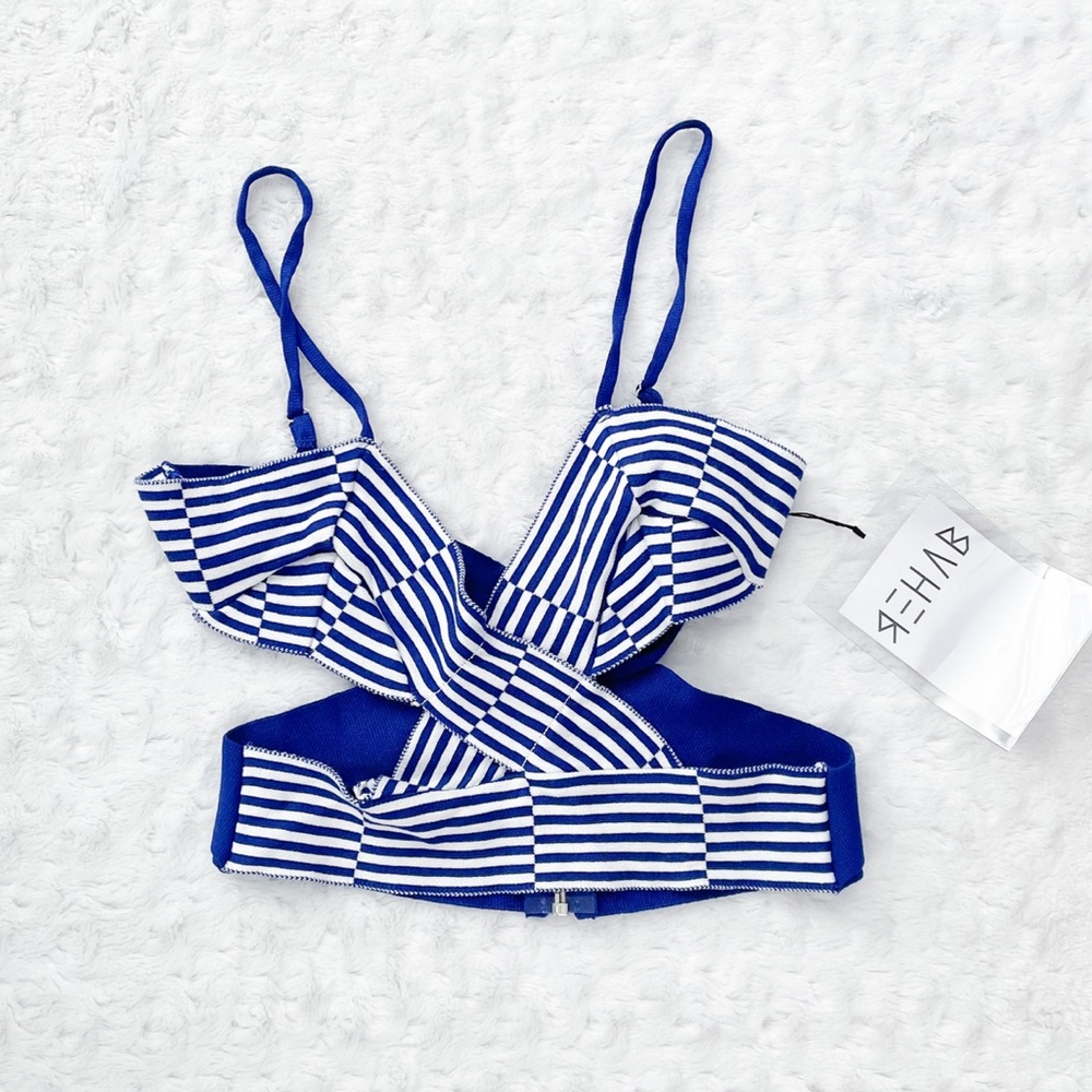 NWT- REHAB Blue & White Striped Sexy Criss Cross Crop Top